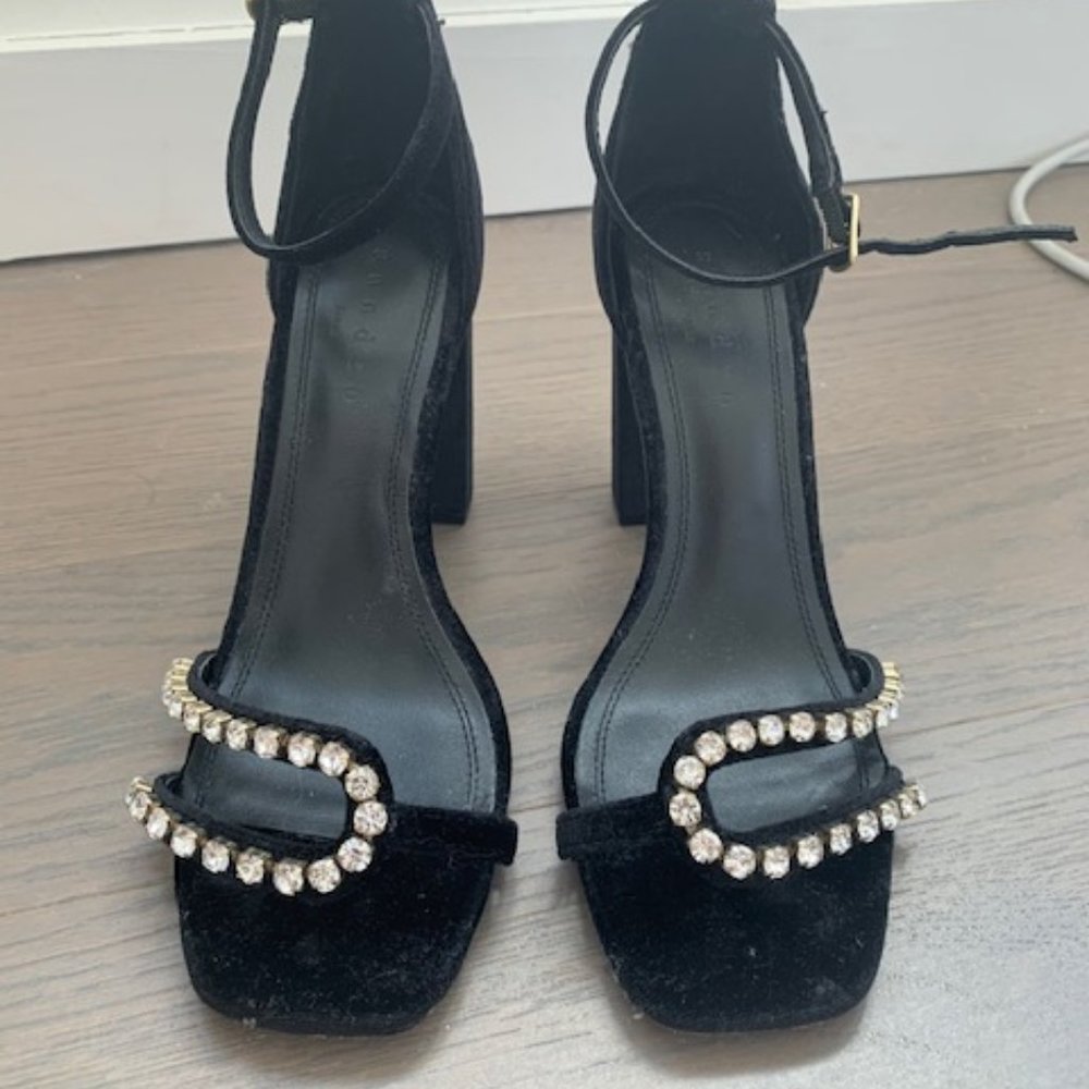 Sandro Rhinestone Heel Sandal Size 37
